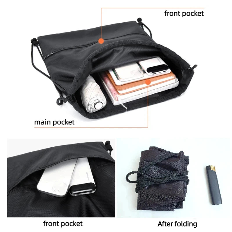 Unisex Lightweight Drawstring Sports Backpack with Zipper
