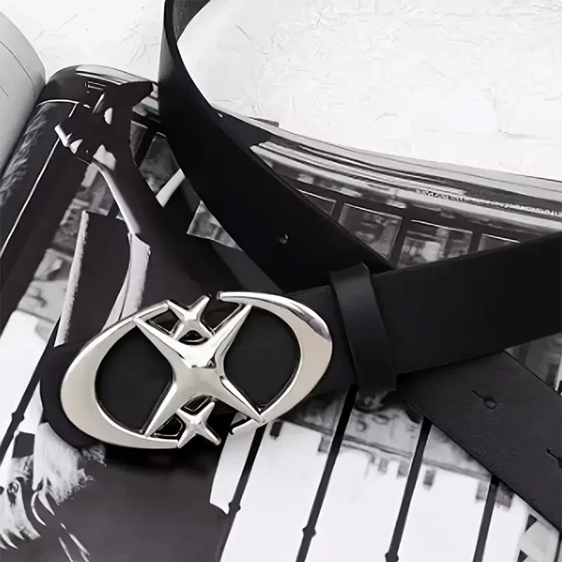 Unisex Oval Cross Buckle Metal Belt