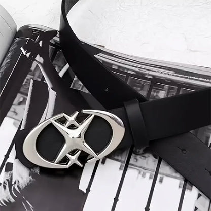 Unisex Oval Cross Buckle Metal Belt