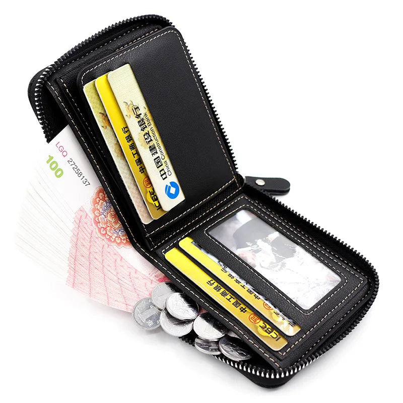 Men's Vintage PU Leather Zipper Wallet with Coin Pocket