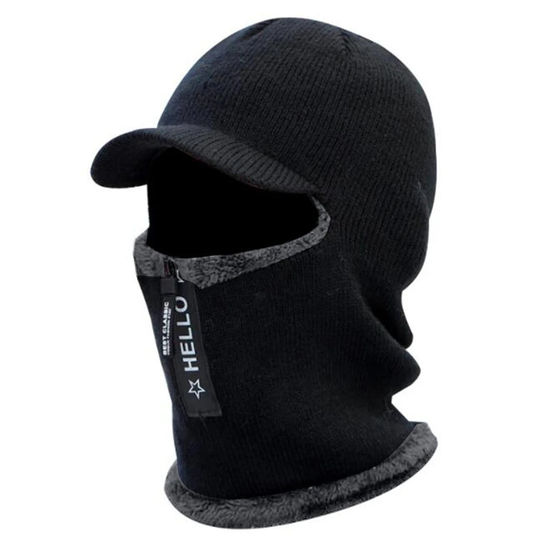 Men's Warm Wool Knit Hat with Ear Protection