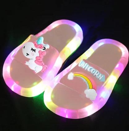 Kids Cartoon Unicorn Light Up Slippers for Boys & Girls