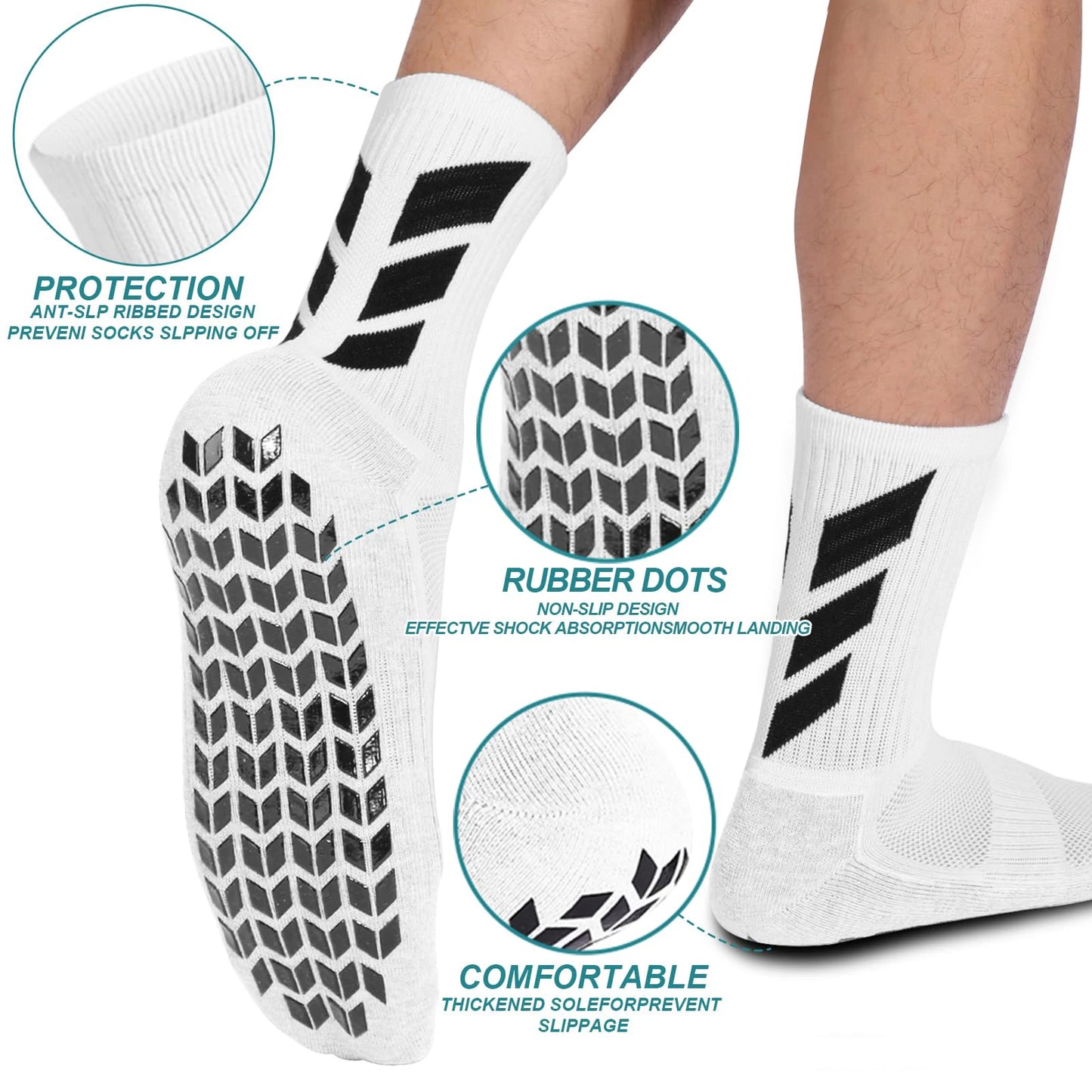 1 Pair Men's Non Slip Football Training Socks