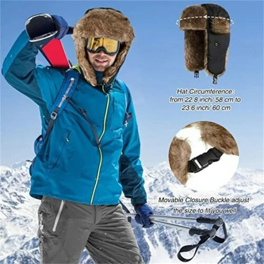 Men's Winter Russian Ushanka Trapper Hat with Ear Flaps