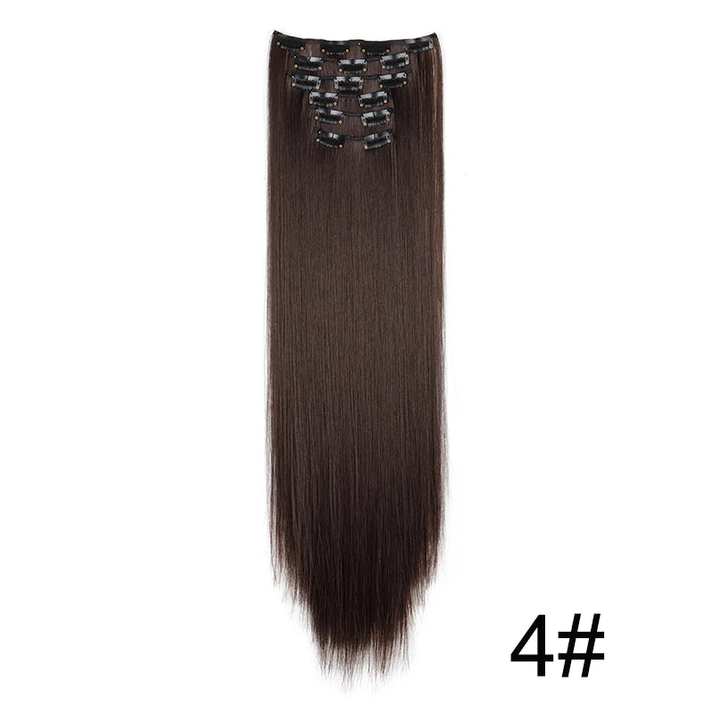 WIGSIN Women's 6 Piece Long Straight Clip In Hair Extensions