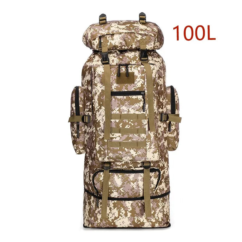 80L or 100L Large Capacity Tactical Hiking Backpack