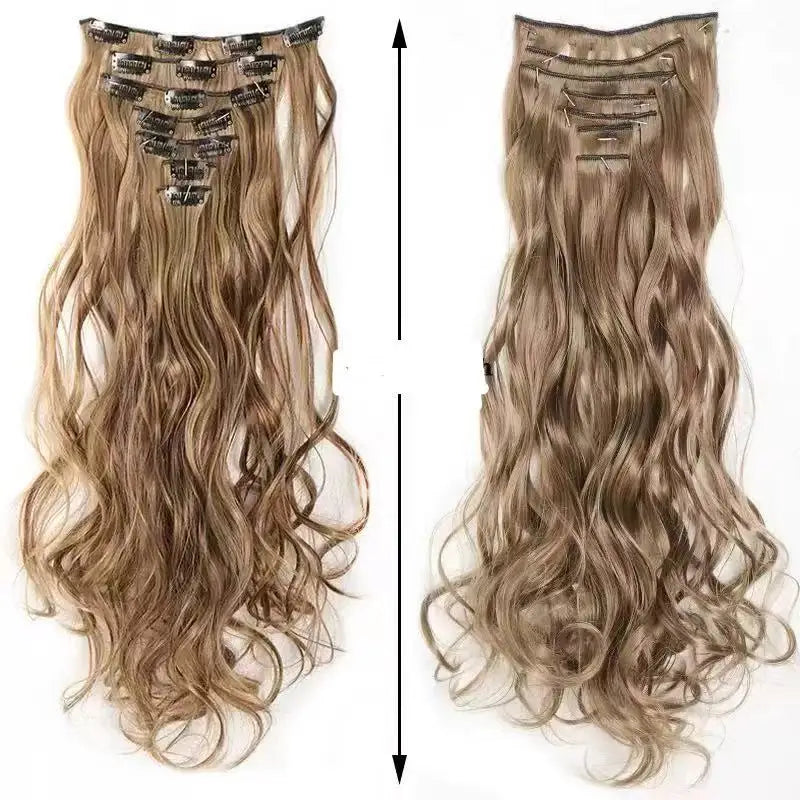 22 Inch Curly Wavy Clip In Hair Extensions 7PCS
