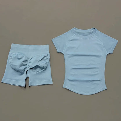 2 Piece Seamless Yoga Top and Shorts Set