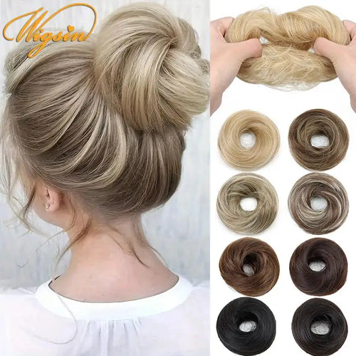 WIGSIN Women's Synthetic Messy Donut Hair Bun Extension