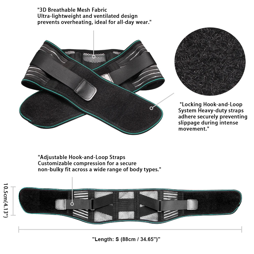 Adjustable Lumbar Support Back Brace with Steel Stays