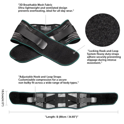 Adjustable Lumbar Support Back Brace with Steel Stays