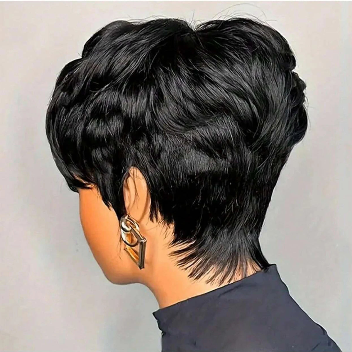 Short Bob Pixie Cut Wig with Bangs for Women