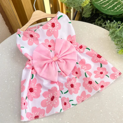 Cute Princess Dress with Bow for Small & Medium Dogs & Cats