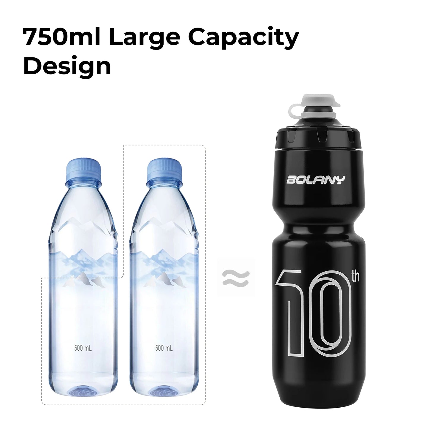 BOLANY 750ml Portable Squeeze Cycling Water Bottle