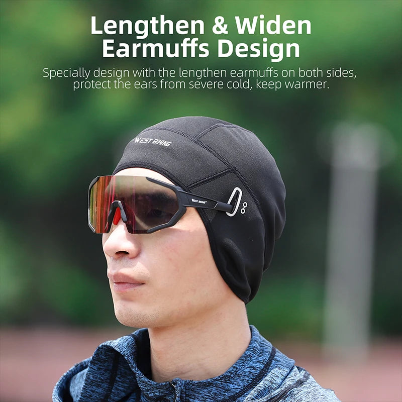 WEST BIKING Men's Windproof Thermal Fleece Cycling Cap