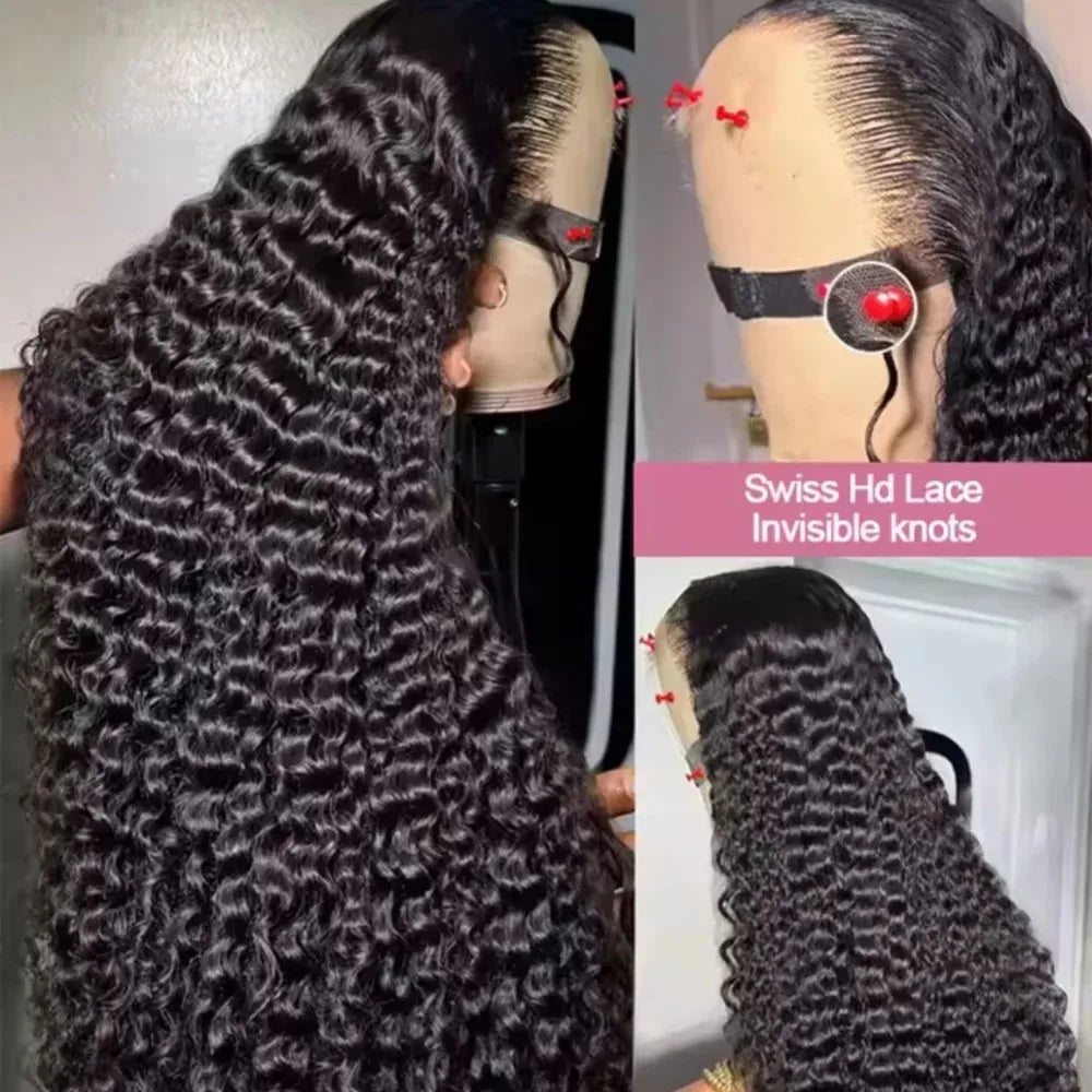 38 40 Inch Deep Wave 13x6 HD Lace Front Human Hair Wig 200% Density
