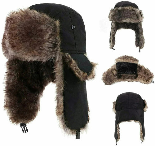 Men's Winter Russian Ushanka Trapper Hat with Ear Flaps