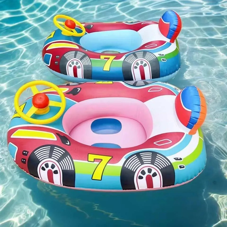 Cute Car Design Baby Swimming Float with Handles for Toddlers