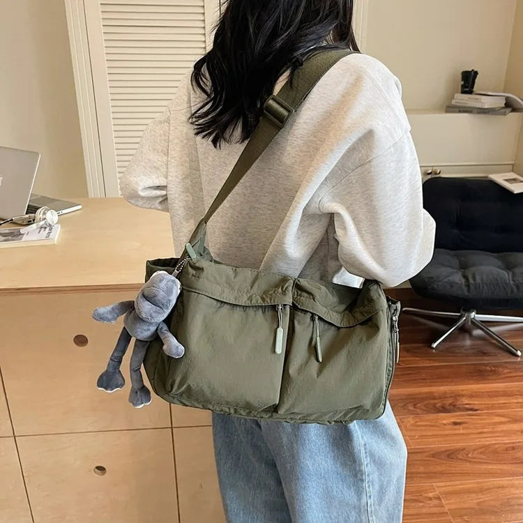 Spring Summer Canvas Shoulder Crossbody Bag for Women Lightweight Handbag