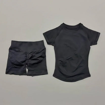 2 Piece Seamless Yoga Top and Shorts Set