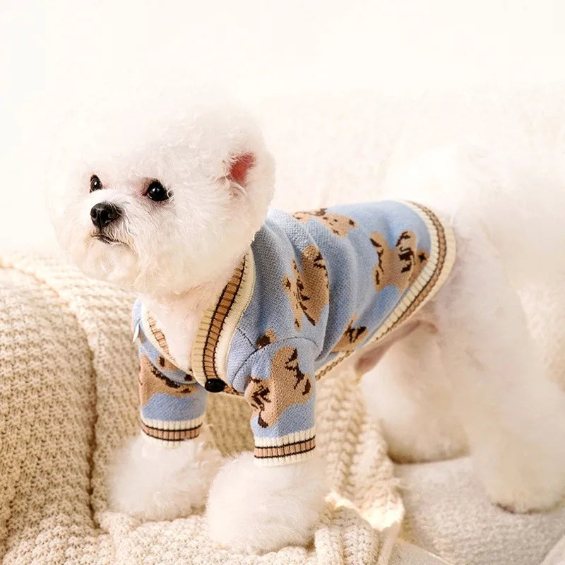 Striped Cardigan Sweater for Dogs & Cats Warm Pet Clothes