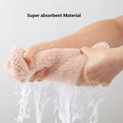 Absorbent Microfiber Hair Towel Wrap with Button for Women