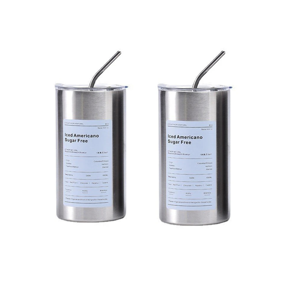600ml BPA Free Stainless Steel Insulated Thermos with Straw