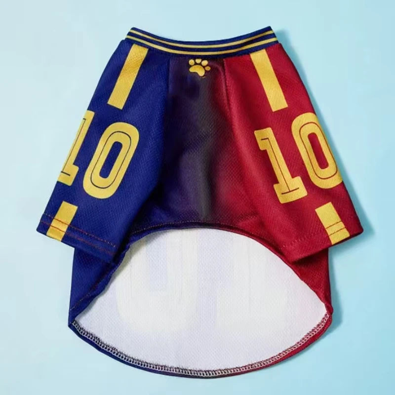 Red & Blue Mesh Basketball Jersey for Dogs & Cats Summer Pet Clothes
