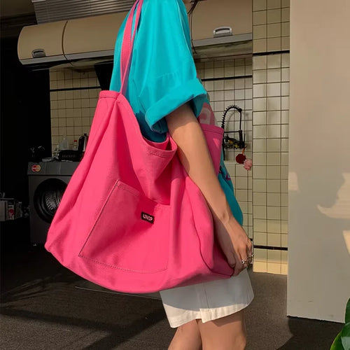 Reusable Canvas Tote Shoulder Bag for Women Daily Shopping
