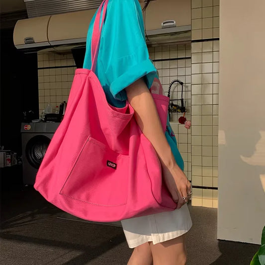 Reusable Canvas Tote Shoulder Bag for Women Daily Shopping