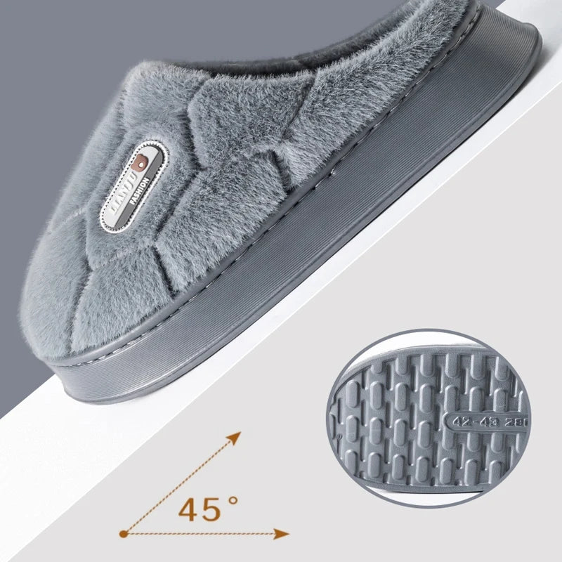 Big Size 50–51 Warm Winter Slippers for Men & Women Non Slip Home Shoes