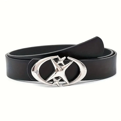 Unisex Oval Cross Buckle Metal Belt