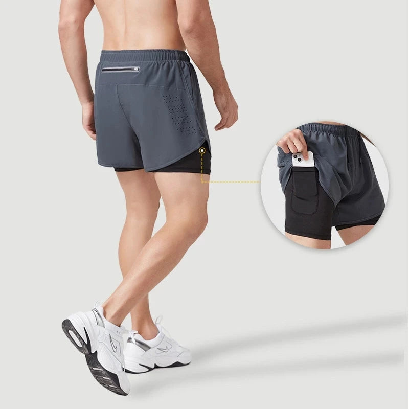 Men's Quick Dry Double Layer Running Shorts
