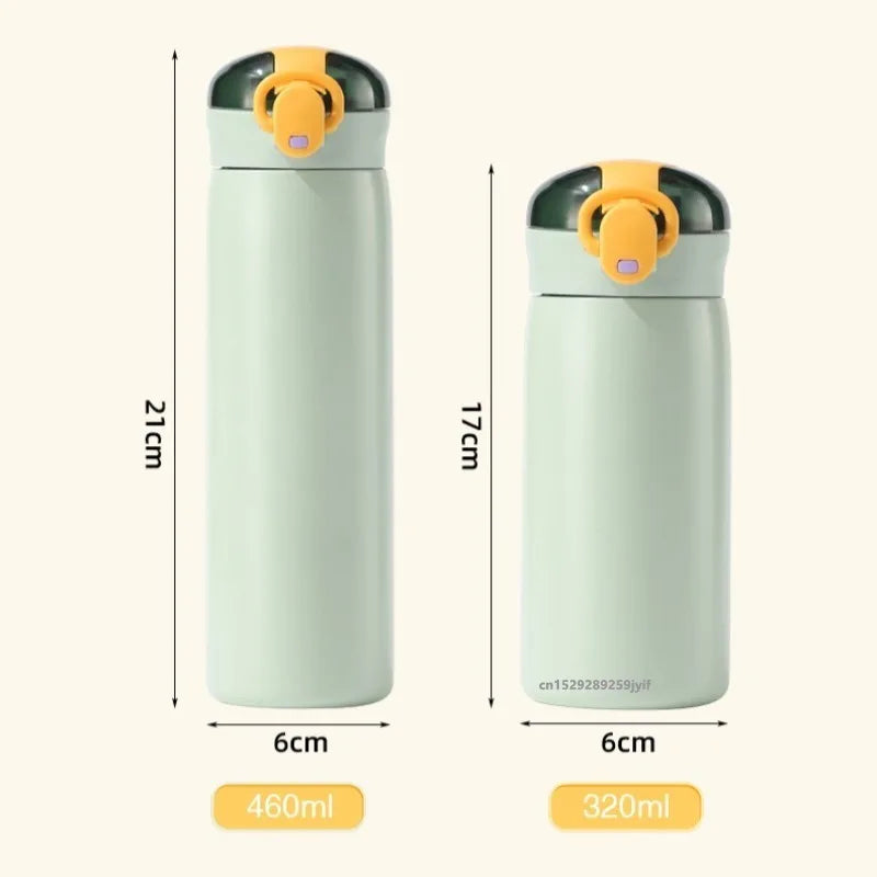 320ml or 460ml Kids Stainless Steel Thermos Bottle with Straw