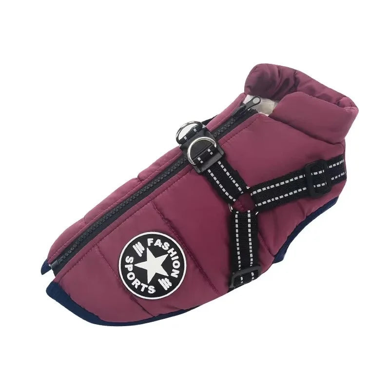 Large Dog Winter Jacket with Harness Waterproof Warm Coat for Dogs