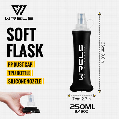 WRELS 500ml BPA Free Collapsible TPU Soft Flask Water Bottle