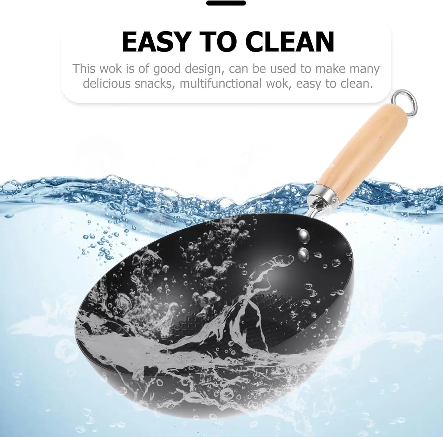 Uncoated Flat Bottom Iron Wok for Stir Fry Cooking