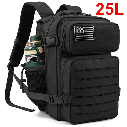 25L or 45L Tactical Hiking Backpack with Bottle Holder