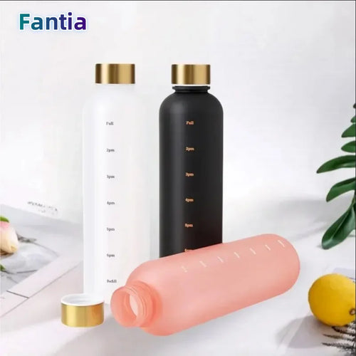 1L BPA Free Motivational Sports Water Bottle with Time Marker