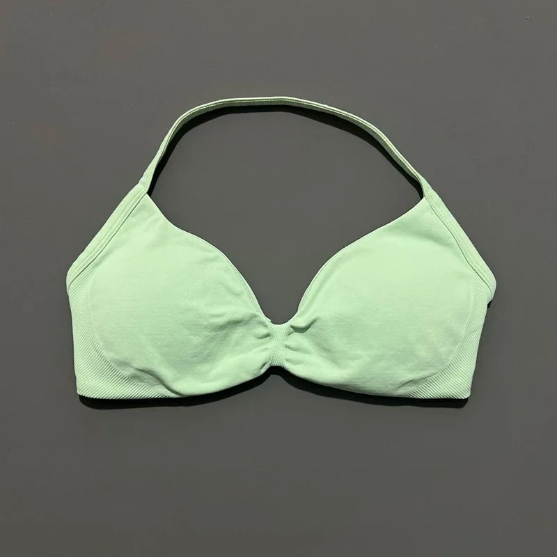 HISTELLO Women's High Support Strappy Halter Sports Bra