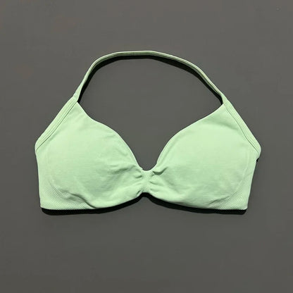 HISTELLO Women's High Support Strappy Halter Sports Bra