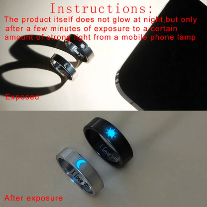 2 Piece Glow in the Dark Couple Rings Set