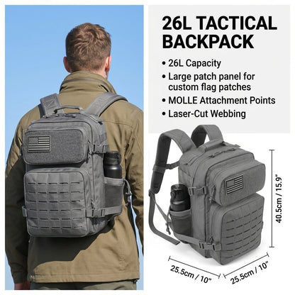 26L MOLLE Tactical Hiking Backpack with Dual Bottle Holders