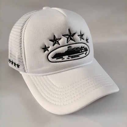 Unisex Five Star Embroidered Cotton Mesh Baseball Cap