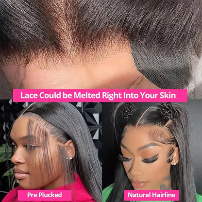 Women's 40 Inch 250% Density Straight HD Lace Front Human Hair Wig