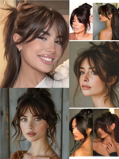 Women's Natural Clip In Middle Part Bangs Hair Extension