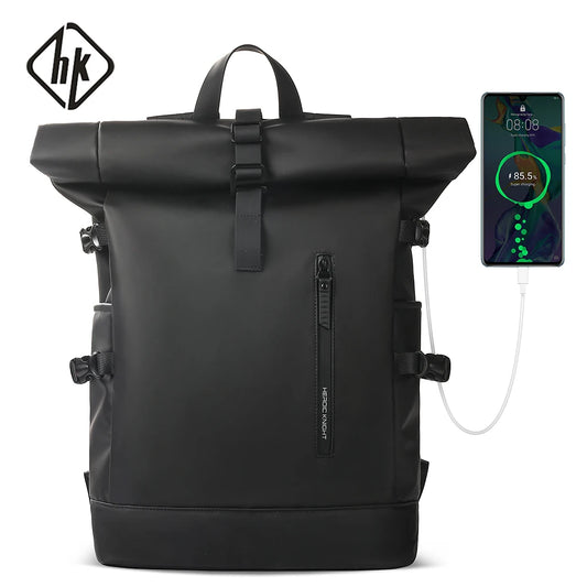 HK Expandable Waterproof Laptop Travel Backpack with USB Port