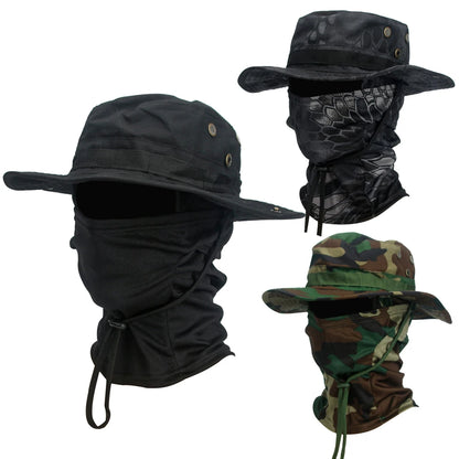 2 Piece Men's Wide Brim Boonie Hat and Balaclava Set