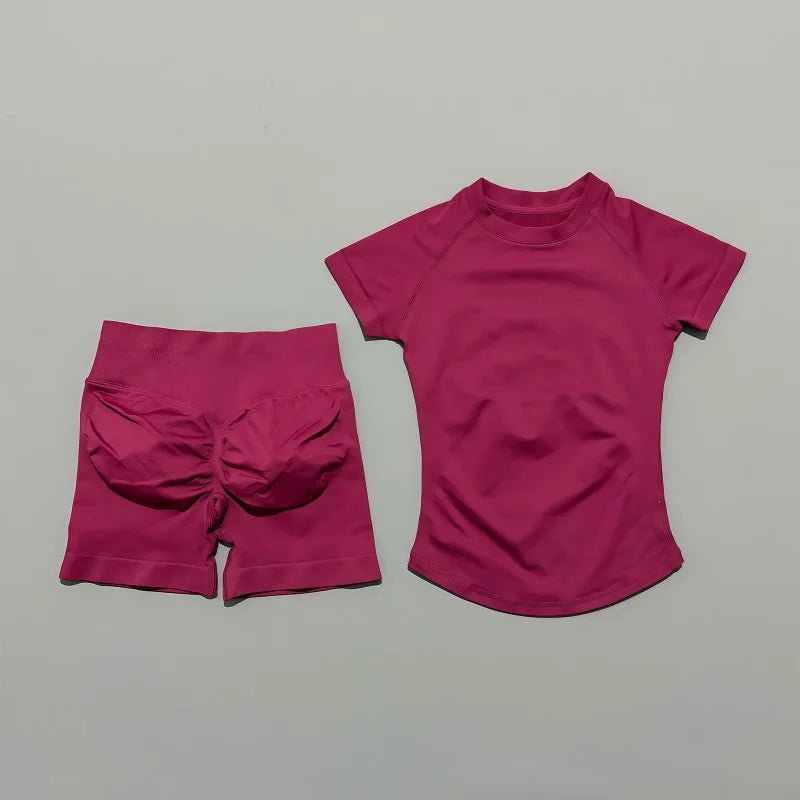 2 Piece Seamless Yoga Top and Shorts Set