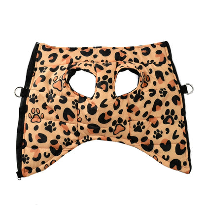 Leopard Print Dog Jacket with D-Ring for Small & Medium Dogs & Cats
